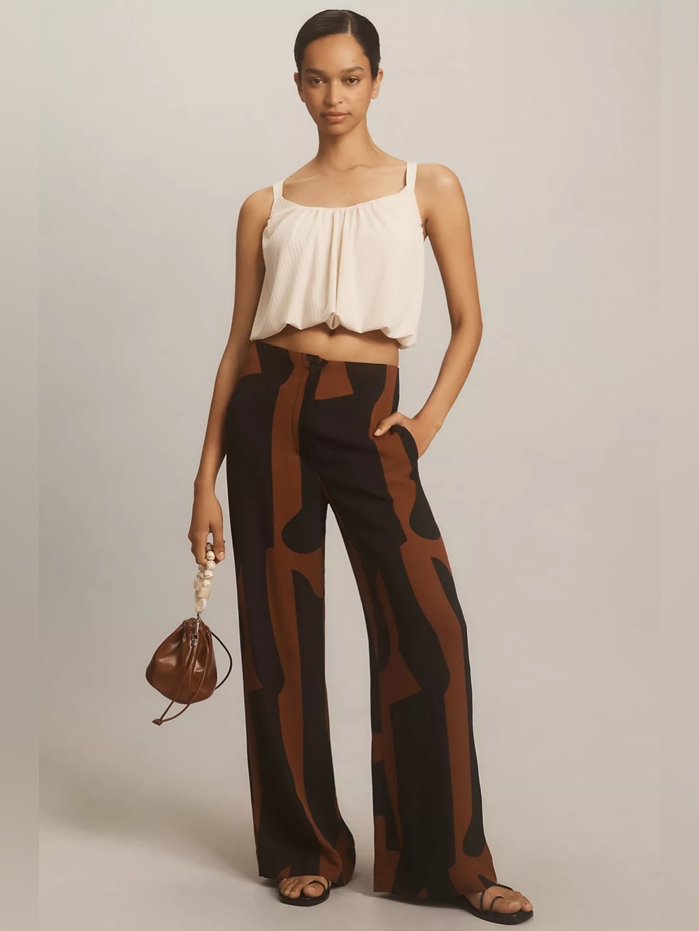 NWT Corey Lynn Calter Printed Wide-Leg Trousers